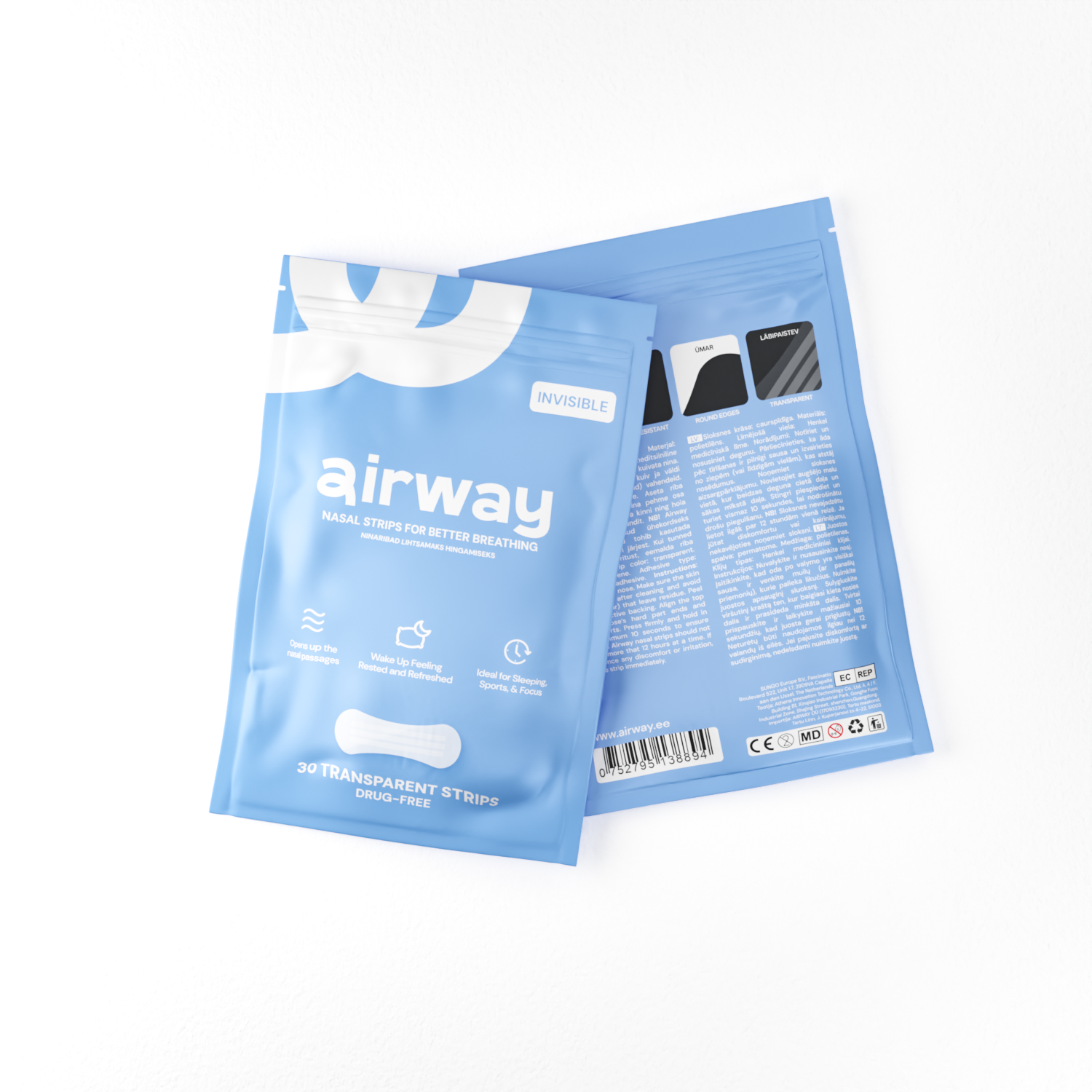 2 Airway nasal strip packages on a white background #color_transparent