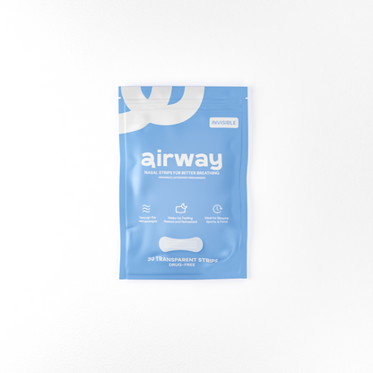 Blue package of airway nasal strips on a white background #color_transparent