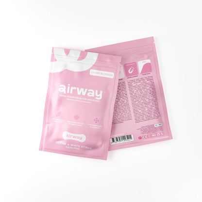 Two pink 'airway' packages on a white background
